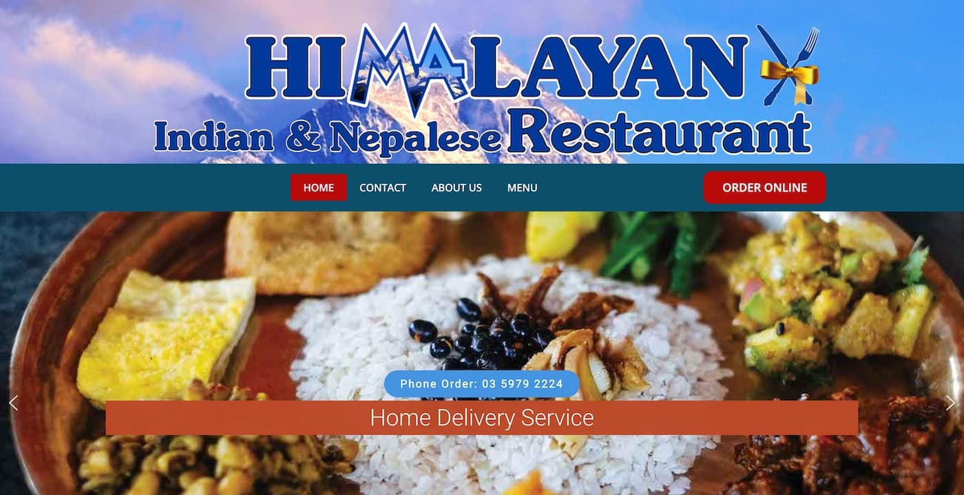 himalayan restaurant hasting, website designed by hk web services