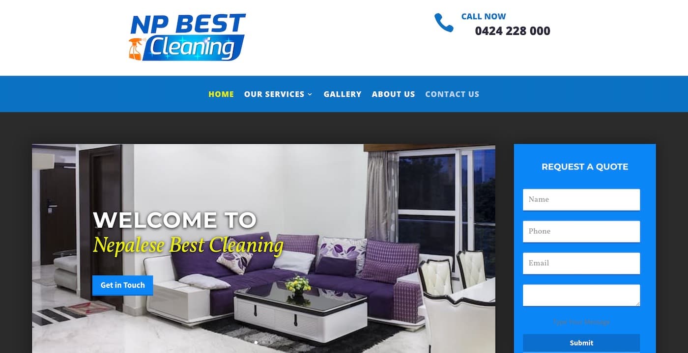Nepalese best cleaning sydney website designed and Powered by HK web services