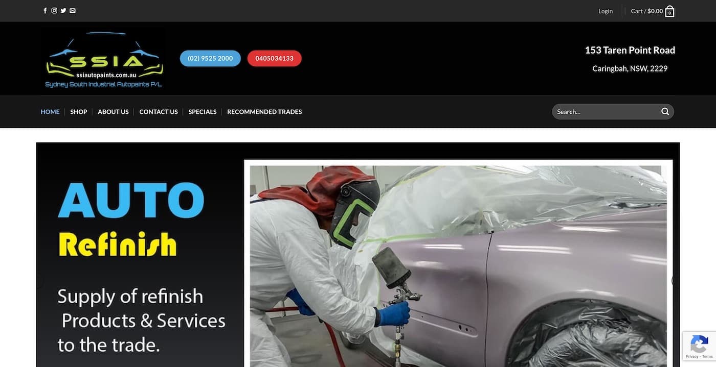 Sydney South Industrial auto paints website by Hk web